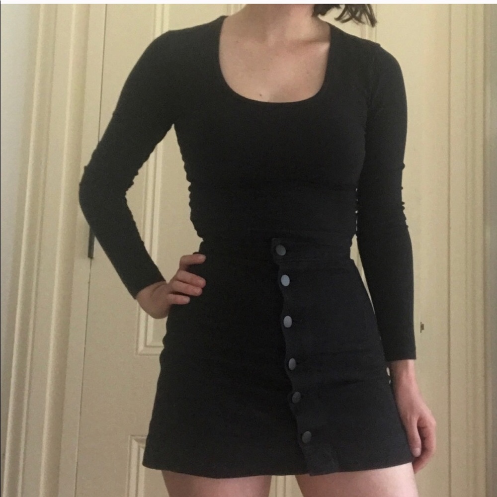 Black American apparel button up jean skirt